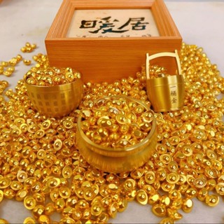 🙏鎮瀾宮過爐🔥開光加持🔥實心模擬沙金小元寶一桶金聚寶盆百福缸家居擺件禮品滿盆滿桶滿缸