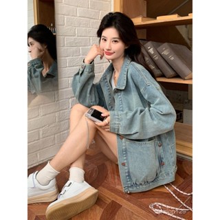 💛限時下殺💛複古牛仔外套女 2025春秋新款 韓版慵懶風 小個子寬鬆休閒夾剋短上衣 牛仔襯衫外套 休閒外套長袖 長袖上衣