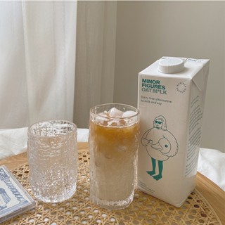 臺灣發貨【免運】Jenny 丨韓風復古錘目紋紋玻璃杯 高階不規則水杯牛奶早餐洋酒杯咖啡杯 冷飲果汁 拿鐵杯