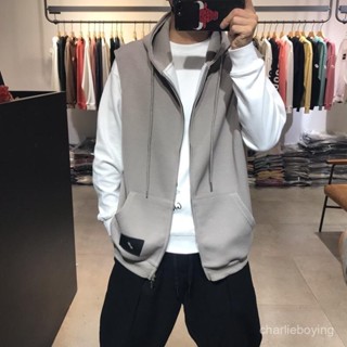 🔥桃園出貨🔥美式休閒連帽無袖馬甲男春夏大碼時尚韓版寬鬆素色外套ins