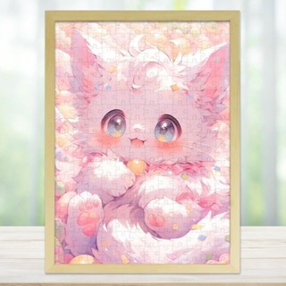 【免運熱銷款】治癒貓咪木質拼圖ins風唯美高階可愛動物桌面擺件diy朋友閨蜜送禮 客製來圖定製拼圖 益智玩具