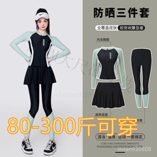 臺灣出貨 泳衣女 大碼泳衣 泳衣多件套組 2025新款泳衣 防曬三件套組 保守泳衣 分體泳衣 衝浪 浮潛 水母衣