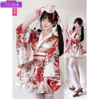 日本正裝古早和服夏日和風印花改良浴袍和服女士套裝cosplay服裝