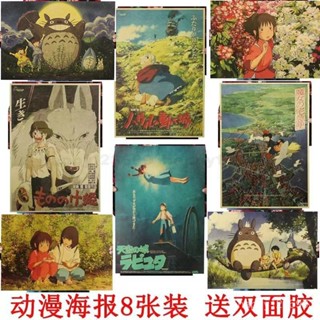 ✨臺灣精選✨ 日本宮崎駿動漫海報 韆與韆尋龍魔女宅急便裝飾複古牛皮紙貼畵