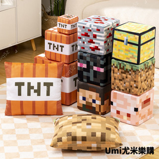 🟨我的世界 苦力怕草坪TNT週邊抱枕方塊靠墊 史蒂夫毛絨玩具 兒童禮物 我的世界方塊玩偶