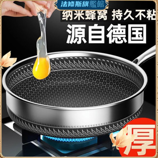 【臺灣出貨】德國316不鏽鋼平底鍋 炒鍋 不沾炒鍋 不沾平底鍋 加厚抑菌蜂窩鍋 無塗層煎鍋 平底鍋 電磁爐瓦斯爐通用