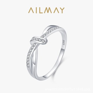 AILMAY✨正品授權✨香港直發s925銀戒指女韓版簡約百搭雙層繩結鑲鑽戒指輕奢ins網紅食指環 女生戒指 韓版戒指