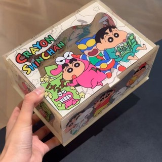 臺灣現_貨🔥【1萬人收藏】蠟筆小新亞克力收納盒翻蓋可愛網紅ins風桌面置物盒臥室家居新款 小羊咩咩困