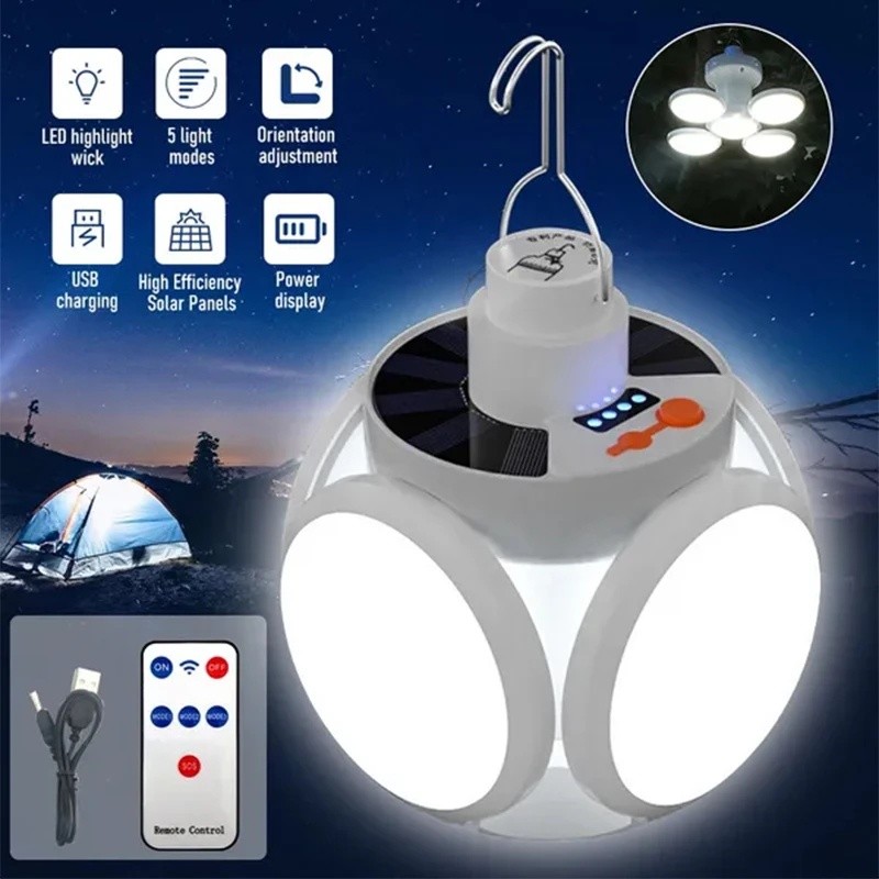 450W Solar LED Light Outdoor Portable Camping Light Lantern