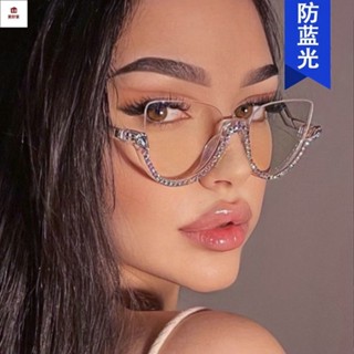 老花眼鏡 老花鏡 半框鑲鉆絕美新款個性復古純天然時尚潮流眼鏡框洋氣4537