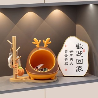 💥鹿玄關鑰匙收納盒擺件入戶門口創意收納客廳茶幾家用裝飾品喬遷萌趣可愛新居禮物收納