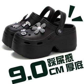 🚚熱賣🚚 爆款增高9cm學生包頭厚底沙灘鞋網紅涼拖鞋外穿海邊eva女士洞洞鞋