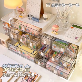 【新品推薦】文具收納盒桌面學生ins多格抽屜式筆筒櫃辦公室膠帶發飾小雜物子