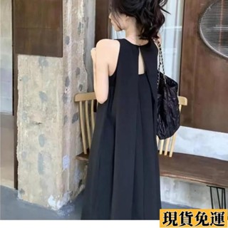 【🚚低價🚚】臺灣限時熱賣 大尺碼洋裝 連身裙 連身洋裝 短袖洋裝 露背百褶無袖背心連衣裙夏季氣質外穿法式薄款寬鬆純色