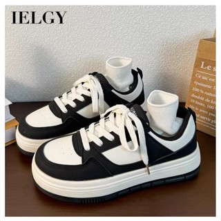 IELGY 黑白小白鞋女2025新款休閒運動百搭學生厚底校園風板鞋