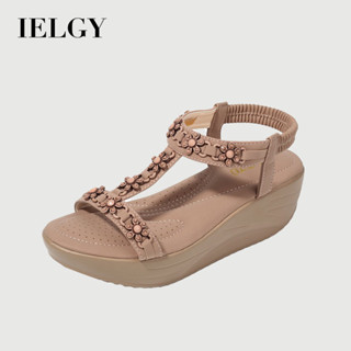 IELGY 【size36-42】厚底涼鞋女鬆緊帶5cm坡跟厚底大碼女鞋