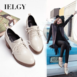 IELGY 【尺碼34-41】小皮鞋女時尚尖頭6cm厚百搭舒適軟跟