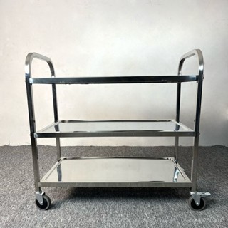 免運【限時特惠】加厚不銹鋼餐車移動商用三層餐廳酒店收碗車酒水車送餐推車擺地攤 小推車 收餐車 收碗車