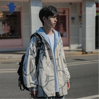 簡尚 春秋季爆款假兩件連帽外套 男女寬松大碼胖子拼接外套 上衣服夾克YU