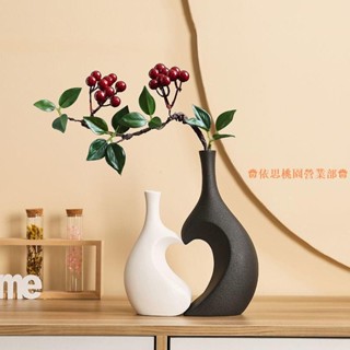 桃園出貨♕藝術感陶瓷花瓶 插畫 歐式簡約 展廳擺件 客廳酒櫃電視櫃 插花假花 養綠植 輕奢民宿花瓶 玄關擺件