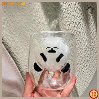 💕壹灣出貨+發票💕雙層玻璃杯子 可愛卡通熊貓倉鼠耐熱牛奶杯 咖啡杯 創意冰激凌杯 夏季飲料杯 情侶杯 禮物kun