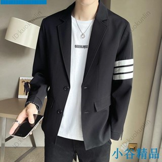 ✨紐智精品✨最新熱銷休閒小西裝外套男春秋季短版2022新款男裝上衣潮牌條紋單西裝夾克ABAB