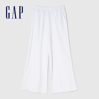 Gap 女裝 純棉鬆緊休閒寬褲-白色(741653)