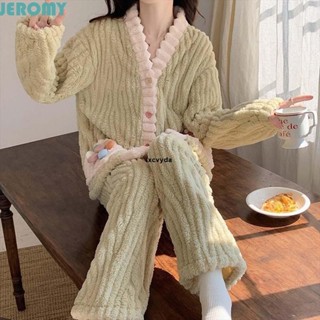 楚楚家♥JEROMY卡通睡袍,長袖服舒適珊瑚絨睡衣成人,可愛服裝粉綠彩虹花長袖睡衣秋冬
