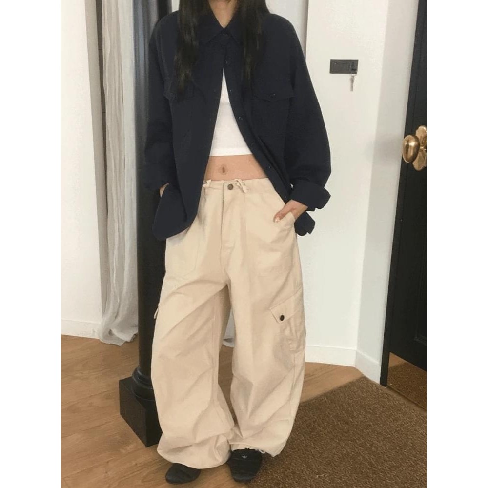 Codibook｜韓國 wonderwonder 寬鬆棉質兩用工裝長褲［預購］長褲 工裝褲 女裝