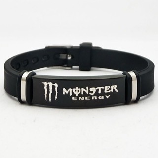 手環 歐美潮牌男女運動矽膠手環MONSTER怪獸鈦鋼情侶學生diy手鏈手腕帶