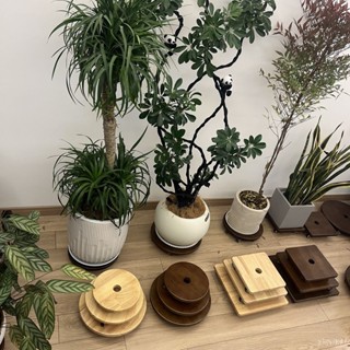 【臺灣熱賣】全實木可移動萬嚮輪花盆託盤水缸魚缸移動圓形底座大承重防水託架