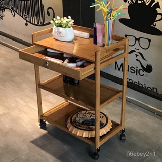 多功能歐式實木移動手推車 餐邊櫃 茶酒水小吃美容院店餐車置物架木質美容院小推車三層 紋繡工具車實木美甲小車移動 美容推車
