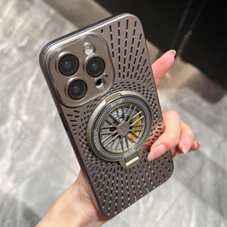 熱賣🔥超薄電鍍啞光磁性陀螺支架散熱手機殻適用於iPhone 16 15 13 12 pro Max玻璃鏡片保護防震硬後