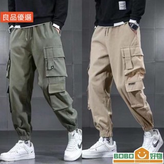 BOB好物❤純棉工裝褲韓風休閒男寬鬆耐磨工作休閒束腳多口袋汽修秋冬防燙勞保長褲男【熱款促銷[LB017] 】