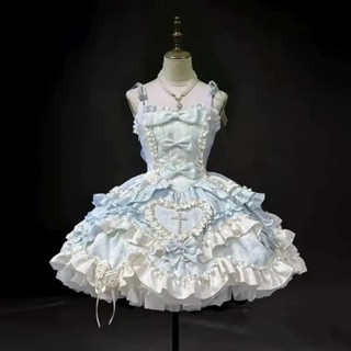 風の詩 芙蝶結原創洋裝jsk日常輕lolita公主掛脖連衣裙短袖黑色洋裝荷葉邊性感大尺碼女裝孕婦裝連衣裙長版上衣牛仔洋裝