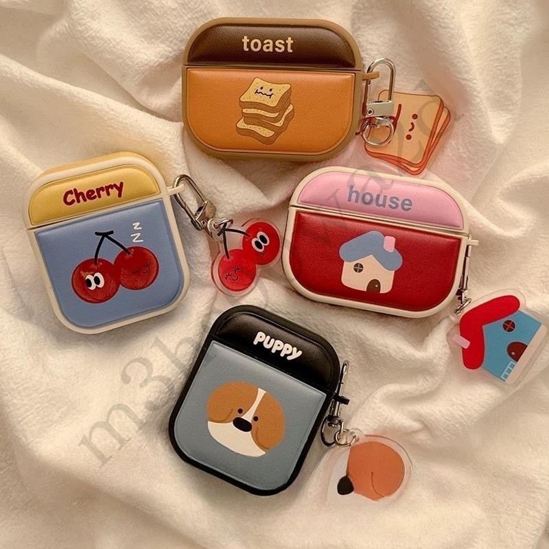 可愛卡通 小狗麵包 耳機套 Airpods pro 4代 防摔保護套 3代耳機殼 1/2代 4代耳機保護殼