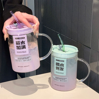 菩提緣精選1000ml大容量水壺耐熱玻璃杯飲料杯透明咖啡杯牛奶早餐杯燕麥杯辦公室帶蓋大馬剋杯