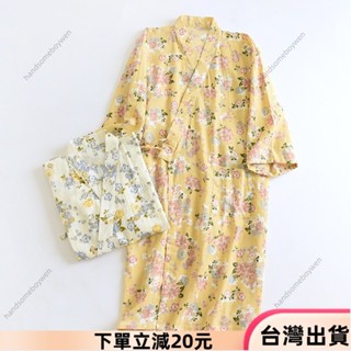 ✨限時特惠✨日式和服睡衣浴袍 100%純棉雙層紗布睡袍櫻花和服 棉質薄浴袍汗蒸服四季可穿女睡衣日系女生浴袍51