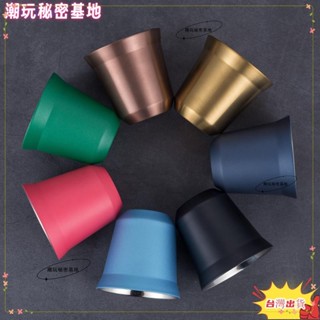 ❤ 臺灣熱銷❤304不銹鋼雙層咖啡杯保溫茶杯啤酒杯彩繪濃縮咖啡杯戶外便攜膠囊咖啡杯TW