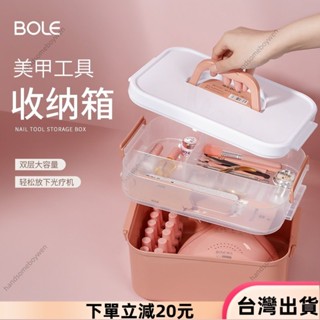 ✨限時特惠✨搏樂美甲工具箱 可放光療機 大容量多層專業收納箱 甲油膠桌面收納盒子專用 美甲工具13