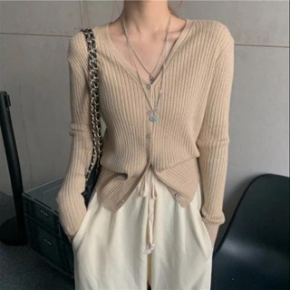 Only✨✨2025新款秋季韓版外搭溫柔V領小外套外套針織衫女寬鬆外穿長袖上衣