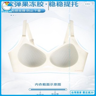 夏季女內衣 夏季爆款無痕女小胸冰絲內衣聚攏涼感輕薄果凍鋼圈支撐防下垂胸罩 冰絲內衣 涼感內衣 無痕內衣 無鋼圈內衣 大尺
