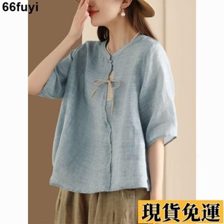 🌸限時低價🌸 中國風女裝 中國風服飾 新中式五分袖上衣 新中式圓領襯衫夏 民族風服飾 民族風上衣 J1ST