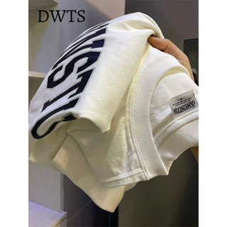 臺灣出貨[DWTS]100%純棉字母印花短袖T恤男女學生韓版寬松oversize美式復古上衣男女生同款大尺碼女生