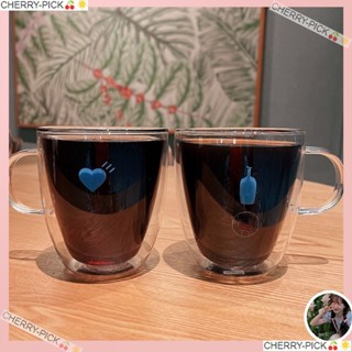 CHERRY-PICK🍒🌟小藍瓶子愛心真空耐熱雙層玻璃杯馬克杯咖啡杯水杯yiyi