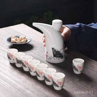 臺灣熱賣 熱賣爆款 【2428人收藏】陶瓷白酒杯酒壺酒具套裝黃酒清酒具仿古分酒器燒酒杯烈酒杯小酒盅
