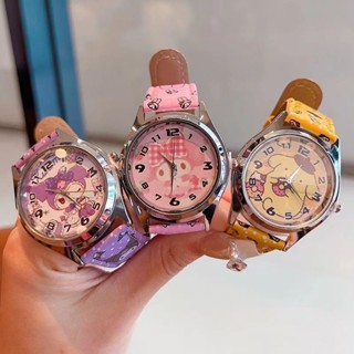 手錶🌸【1503人好評】ins精緻皮帶手錶庫洛米美樂蒂中小學生手錶卡通動漫人物兒童手錶