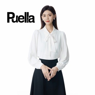 🔥桃園出貨🔥Puella白色蝴蝶結新款長袖法式襯衫通懃百搭氣質職業襯衣設計上衣