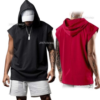 【臺灣熱賣】素色極簡連帽背心 男生夏季運動休閒寬鬆無袖上衣 M-3XL 大碼