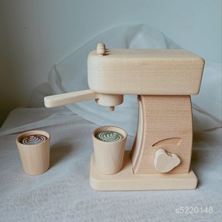 木質玩具 烤箱玩具 廚房玩具 廚房玩具組 模擬廚房 過家家玩具 原木椴木櫸木咖啡機男孩女孩過家家廚房玩具料理機
